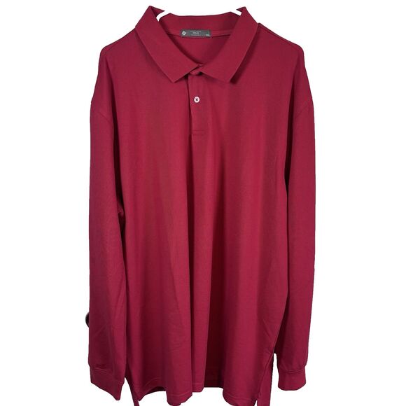Member's Mark Men's Classic Fit Stretch Cotton Long Sleeve Pique Polo Red XXL - Picture 1 of 11